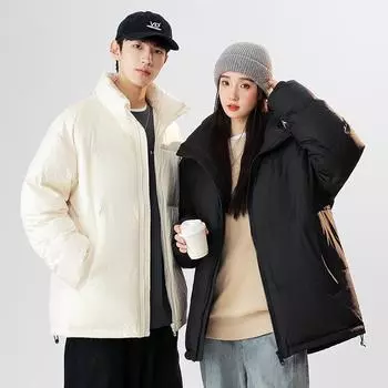 Мужская зимняя однотонная модная пара 90% пуховая куртка с воротником-стойкой утолщенная теплая повседневная модная зимняя одежда для выпечки S