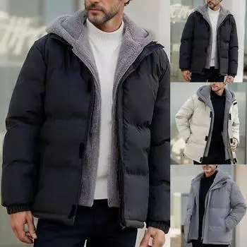 Мужская зимняя однотонная модная утолщенная куртка, мужское свободное плюшевое пальто M