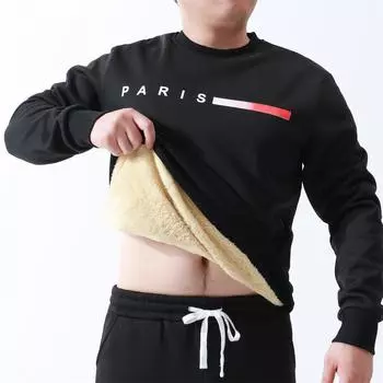 Мужская зимняя однотонная толстовка с цифровой печатью и утолщенным бархатом, мужская повседневная толстовка с круглым вырезом L чёрный