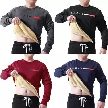 Мужская зимняя однотонная толстовка с цифровой печатью и утолщенным бархатом, мужская повседневная толстовка с круглым вырезом L