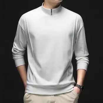 Мужская зимняя осенняя термобельё Одежда Водолазка Свитер Длинные футболки Майки Топы Рубашки для мужчин Джемпер с молнией M кофейный