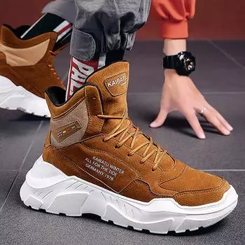 Мужская зимняя осенняя уличная обувь, легкие толстые ботинки для снега, теплая обувь, высокие толстые кроссовки 39