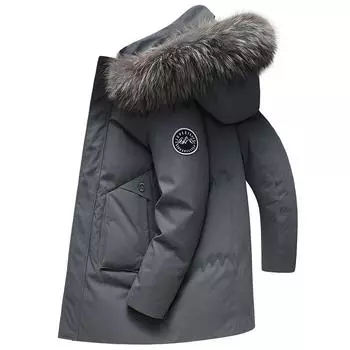 Мужская зимняя парка с капюшоном, флисовая подкладка, толстое теплое пальто с меховым воротником, мужская плюшевая куртка, осенняя верхняя одежда, черный цвет XS чёрный