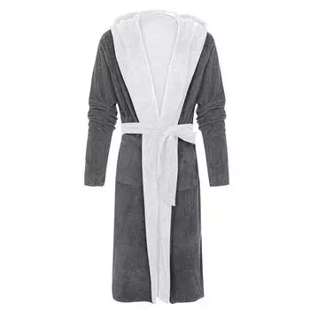 Мужская зимняя плюшевая удлиненная шаль, халат, домашняя одежда, халат с длинными рукавами, пальто S