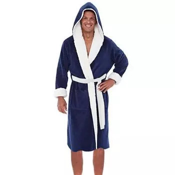 Мужская зимняя плюшевая удлиненная шаль, халат, домашняя одежда, халат с длинными рукавами, пальто XL