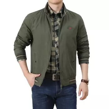 Мужская зимняя плюшевая утолщенная деловая повседневная куртка с воротником-стойкой M армия зеленый