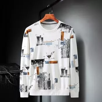 Мужская зимняя повседневная бархатная утолщенная универсальная толстая мужская толстовка с круглым вырезом больших размеров XL-10XL 10XL белый