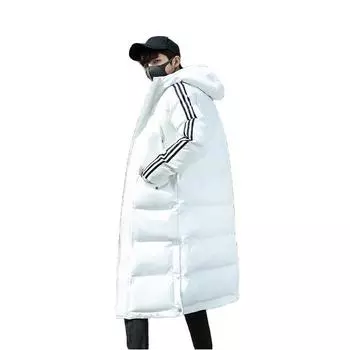 Мужская зимняя повседневная хлопковая одежда в полоску, длинная однотонная теплая хлопковая одежда, куртка с хлопковой подкладкой S чёрный