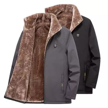 Мужская зимняя повседневная куртка больших размеров, ветровка, теплая толстая флисовая парка, пальто, мужская осенняя модная одежда, карманы, ветрозащитная парка для мужчин 2XL чёрный