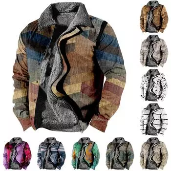 Мужская зимняя Повседневная куртка на пуговицах с длинным рукавом и принтом на Хэллоуин, толстое пальто L армия зеленый