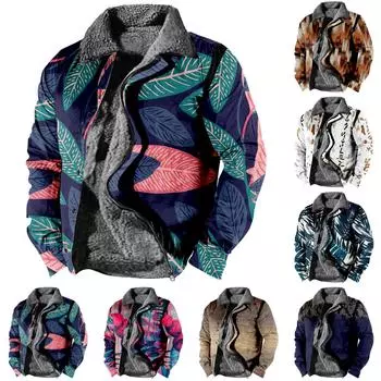 Мужская зимняя Повседневная куртка на пуговицах с длинным рукавом и принтом на Хэллоуин, толстое пальто XXL горячий розовый