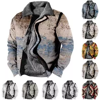 Мужская зимняя Повседневная куртка на пуговицах с длинным рукавом и принтом на Хэллоуин, толстое пальто XXXXL чёрный