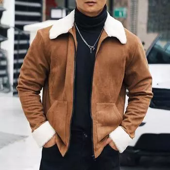 Мужская зимняя Повседневная куртка на пуговицах с длинным рукавом и принтом на Хэллоуин, толстое пальто XXXL коричневый