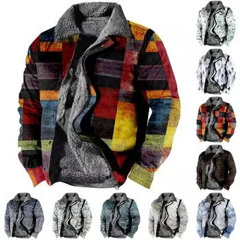 Мужская зимняя Повседневная куртка на пуговицах с длинным рукавом и принтом на Хэллоуин, толстое пальто XXL