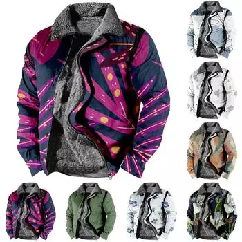 Мужская зимняя Повседневная куртка на пуговицах с длинным рукавом и принтом на Хэллоуин, толстое пальто XXL зелёный