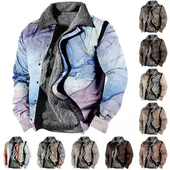 Мужская зимняя Повседневная куртка на пуговицах с длинным рукавом и принтом на Хэллоуин, толстое пальто L хаки