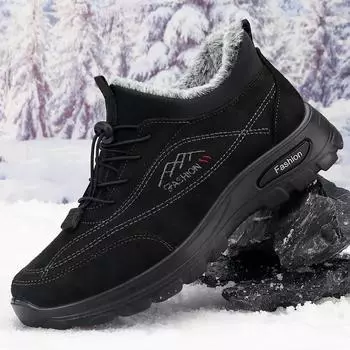 Мужская зимняя повседневная обувь, толстая подошва, нескользящая, плюшевая, бархатная, меховая, ботильоны, мужская зимняя обувь, зимние ботинки для улицы, обувь без застежек 39