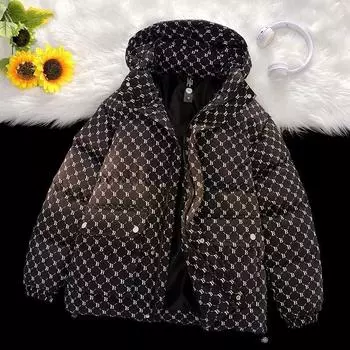 Мужская зимняя повседневная теплая хлопковая куртка с капюшоном, молодежное свободное пальто с прямым подолом XS кофейный