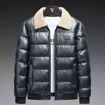 Мужская зимняя повседневная утепленная куртка, ветрозащитная дышащая теплая куртка, однотонные куртки на молнии с длинными рукавами, большие размеры для мужчин L чёрный