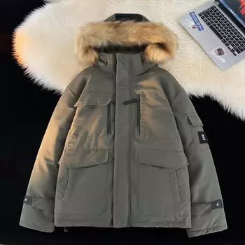 Мужская зимняя пушистая парка больших размеров, утепленное пальто для отдыха на природе, теплая куртка на молнии XXXXL