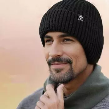 Мужская зимняя шапка-бини из мягкого плюша, защита ушей, плотная вязка, однотонная, эластичная, для кемпинга, велоспорта светло-серый