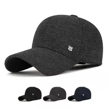 Мужская зимняя шапка для людей среднего и пожилого возраста, бархатная толстая защитная теплая бейсболка для защиты улиц от холода чёрный