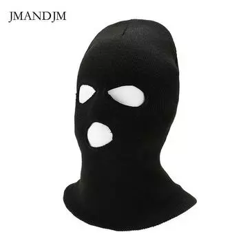 Мужская зимняя шапка для верховой езды, ветрозащитная и теплая, индивидуальная, с тремя отверстиями, утолщенная, с защитой от ушей, вязаная шапка-спот elastic force чёрный