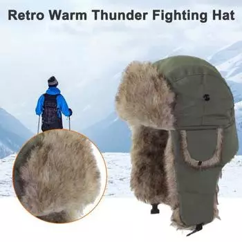 Мужская зимняя шапка Lei Feng, утолщенная плюшевая защита ушей, пушистая, из искусственного меха, Windoroof, водонепроницаемая, регулируемая, для удержания тепла, для катания на лыжах и коньках чёрный