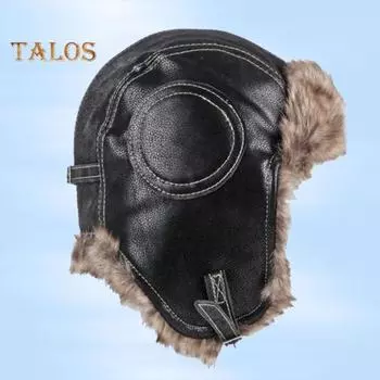 Мужская зимняя шапка Lei Feng, утолщенная плюшевая защита ушей, пушистая, из искусственного меха, Windoroof, водонепроницаемая, сохраняющая тепло, для катания на лыжах, коньках, сноуборде, Hataily чёрный