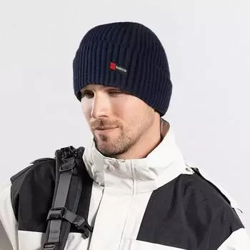 Мужская зимняя шапка однотонная купольная эластичная вязаная теплая противоскользящая шапка для езды на велосипеде и работы на улице серый
