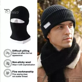 Мужская зимняя шапка, вязаная, однотонная, эластичная, сохраняющая тепло, толстая, защищающая уши, кепка для отца, дедушки, головной убор для улицы серый