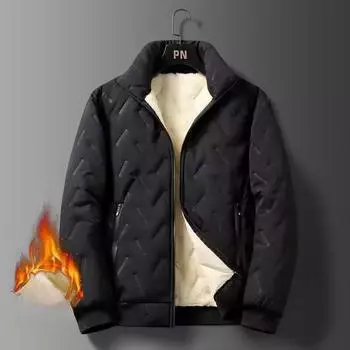 Мужская зимняя шерстяная флисовая куртка с термоподкладкой, толстая теплая флисовая куртка, мужское пальто, отложной воротник, парки, корейская верхняя одежда, куртки XXXXXL чёрный