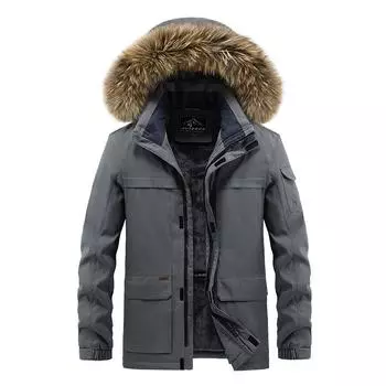 Мужская зимняя стеганая куртка Мужская повседневная свободная куртка с подкладкой и утолщенным капюшоном Верх M хаки