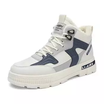 Мужская зимняя теплая хлопковая обувь 2024 года, новая классическая мода в стиле ретро, плюшевые удобные нескользящие зимние ботинки для спорта на открытом воздухе, повседневная обувь 39 белый