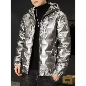 Мужская зимняя теплая хлопковая одежда больших размеров, блестящая утолщенная теплая куртка, теплая куртка в ромбовидную сетку 5XL