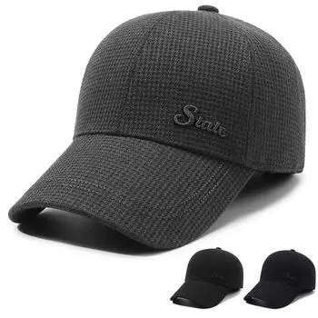 Мужская зимняя теплая кепка для людей среднего и пожилого возраста, утепленная кепка в клетку, кепка для защиты ушей, толстая бархатная бейсболка серый