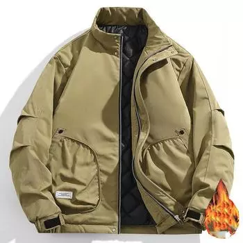 Мужская зимняя теплая куртка большого размера, ветрозащитная куртка с воротником-стойкой и застежкой-молнией, теплая верхняя часть 8XL
