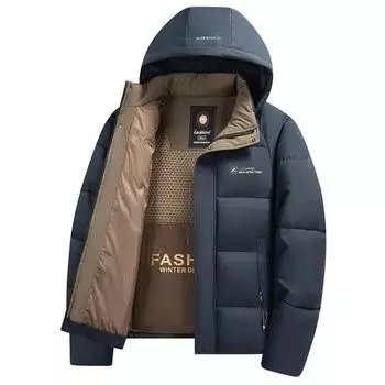 Мужская зимняя теплая куртка с капюшоном и съемным капюшоном, ветрозащитное пальто для активного отдыха 4XL чёрный