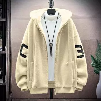 Мужская зимняя теплая куртка с капюшоном, клетчатая куртка на молнии, свободная повседневная куртка с капюшоном и длинным рукавом XXXL