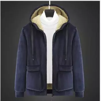 Мужская зимняя теплая куртка с капюшоном на флисовой подкладке, однотонный повседневный кардиган на молнии, повседневные теплые топы 8XL