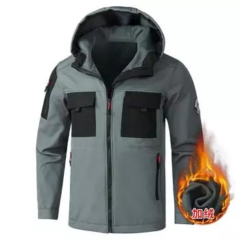 Мужская зимняя теплая куртка с подкладкой, теплая куртка из мягкого материала, на молнии, с капюшоном и множеством карманов XS