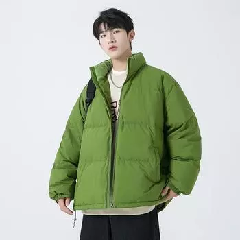 Мужская зимняя теплая модная пуховая куртка, плюшевое короткое стеганое пальто, куртка с воротником-стойкой для мальчиков S чёрный