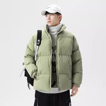 Мужская зимняя теплая однотонная хлопковая одежда, модная повседневная мужская хлопковая одежда, пальто, топ больших размеров M чёрный