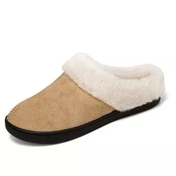 Мужская зимняя теплая плюшевая домашняя обувь на плоской подошве, повседневные спортивные мужские хлопковые тапочки больших размеров 36/37 хаки