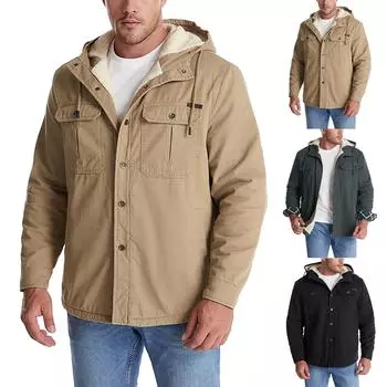 Мужская зимняя теплая толстая куртка, пальто, верхняя одежда, тонкие пуговицы, пальто, топы, блузка L чёрный