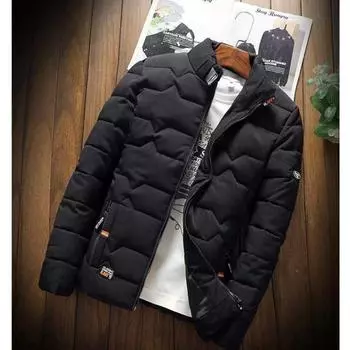 Мужская зимняя теплая толстая куртка повседневная парка с капюшоном из хлопка однотонная молния теплая корейская модная мужская куртка для фитнеса XXXXL чёрный