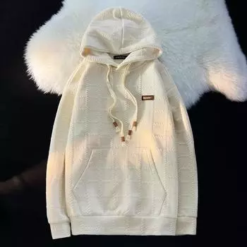 Мужская зимняя теплая трикотажная повседневная рубашка-пуловер с капюшоном 3XL