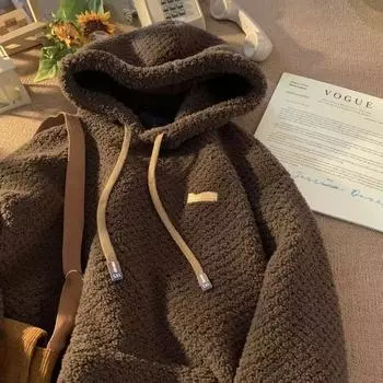 Мужская зимняя теплая трикотажная повседневная рубашка-пуловер с капюшоном 3XL