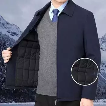 Мужская зимняя теплая утолщенная повседневная куртка на молнии с воротником-стойкой, теплая офисная куртка 3XL