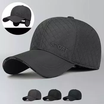 Мужская зимняя толстая бейсболка с вышивкой, утепленная, с защитой от холода, для активного отдыха чёрный